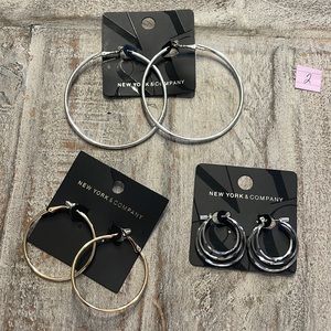 New York & Company Hoop Earrings (3 pairs)